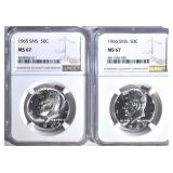 1965 & 1966 SMS KENNEDY HALF DOLLARS