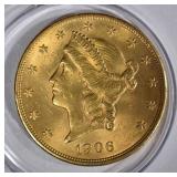 1906-D $20.00 GOLD LIBERTY  CH BU