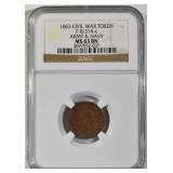 1863 CIVIL WAR TOKEN ARMY & NAVY F-8/314A 1863 CIVIL WAR TOKEN ARMY & NAVY F-8/314A