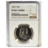 1963 FRANKLIN HALF DOLLAR NGC PF 66* CAMEO