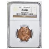 1919 ONE CENT CANADA NGC MS 64 RB