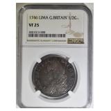 1746 SILVER LIMA G.BRITAIN 1/2 CROWN 1746 SILVER LIMA G.BRITAIN 1/2 CROWN