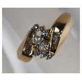 14kt GOLD MARQUISE DIAMOND RING  SIZE 6 3/4