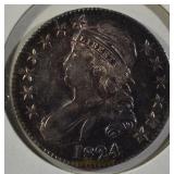 1824 CAPPED BUST HALF DOLLAR  CH.AU+