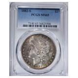 1882-S MORGAN DOLLAR PCGS MS-65 GREAT COLOR