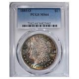 1885-O MORGAN DOLLAR PCGS MS-64 RAINBOW TONE