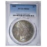 1886 MORGAN DOLLAR PCGS MS-64 COLOR