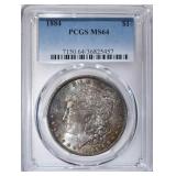 1884 MORGAN DOLLAR PCGS MS-64 COLOR