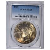 1925 PEACE DOLLAR PCGS MS-64 COLOR