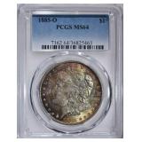 1885-O MORGAN DOLLAR PCGS MS-64 RAINBOW TONE 1885-O MORGAN DOLLAR PCGS MS-64 RAINBOW TONE