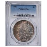 1886 MORGAN DOLLAR PCGS MS-64 RAINBOW TONE 1886 MORGAN DOLLAR PCGS MS-64 RAINBOW TONE