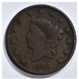 1828 LARGE CENT, XF 1828 LARGE CENT, XF
