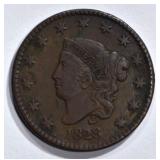 1828 LARGE CENT, XF