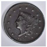 1836 LARGE CENT, N-1 VF dark