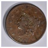 1837 LARGE CENT, VF+