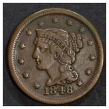 1848 LARGE CENT VF+