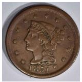 1851 LARGE CENT XF 1851 LARGE CENT XF