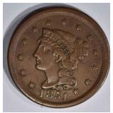 1851 LARGE CENT XF