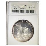 1963 ISRAEL 5L, ANACS PF-64 RARE! 1963 ISRAEL 5L, ANACS PF-64 RARE!
