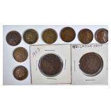 MIXED CENT LOT, LARGE CENTS, LINCOLN, INDIAN