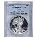 2003-W PROOF SILVER EAGLE PCGS PR-69 DCAM 2003-W PROOF SILVER EAGLE PCGS PR-69 DCAM