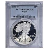 2005-W PROOF SILVER EAGEL PCGS PR-70 DCAM