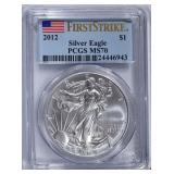 2012 SILVER EAGLE PCGS MS-70 FIRST STRIKE