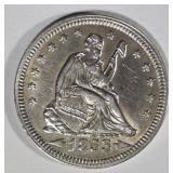 1853 ARROWS & RAYS SEATED LIBERTY QUARTER