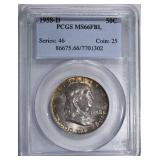 1958-D FRANKLIN HALF DOLLAR PCGS MS66FBL