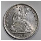 1861-S SEATED HALF DOLLAR AU+ 1861-S SEATED HALF DOLLAR AU+