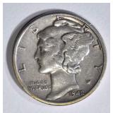 1942/1 MERCURY DIME  XF