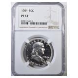 1954 FRANKLIN HALF DOLLAR, NGC PF-67