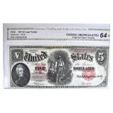 1907 $5 LEGAL TENDER RED SEAL 'WOODCHOPPER' 1907 $5 LEGAL TENDER RED SEAL 'WOODCHOPPER'