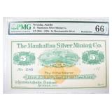 1870s $5 MANHATTAN SILVER MINING CO.