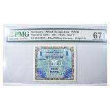 1944 1 MARK ALLIED MILITARY CURRENCY PMG 67EPQ 1944 1 MARK ALLIED MILITARY CURRENCY PMG 67EPQ