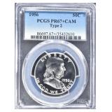 1956 FRANKLIN HALF DOLLAR PCGS PR67+CAM 1956 FRANKLIN HALF DOLLAR PCGS PR67+CAM