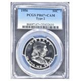 1956 FRANKLIN HALF DOLLAR  PCGS PR67+CAM