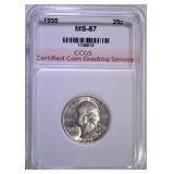 1935 WASHINGTON QUARTER CCGS SUPERB GEM