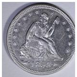 1853 ARROWS & RAYS SEATED LIBERTY QUARTER