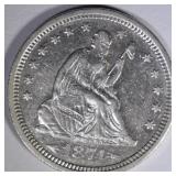 1874-S SEATED LIBERTY QUARTER  AU