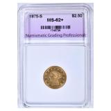 1875-S $2.50 GOLD, NGP NICE BU+ 1875-S $2.50 GOLD, NGP NICE BU+