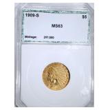 1909-S $5 INDIAN GOLD PCI GEM BU 1909-S $5 INDIAN GOLD PCI GEM BU