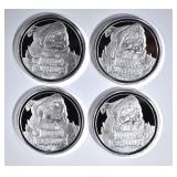 4-"SANTA" 2018 ONE OUNCE .999 SILVER ROUNDS