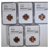 5 LINCOLN CENTS NGC MS-66 RD