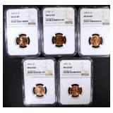 5 LINCOLN CENTS NGC MS-66 RD 5 LINCOLN CENTS NGC MS-66 RD