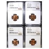 4 -NGC MS66RD LINCOLN CENTS: 2-1973, 4 -NGC MS66RD LINCOLN CENTS: 2-1973,