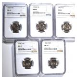 5 - 1950 D JEFFERSON NICKELS NGC MS65 5 - 1950 D JEFFERSON NICKELS NGC MS65