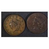 1830 FINE & 1834 VG LARGE CENTS