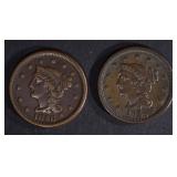 1845 & 1846 LARGE CENTS VF