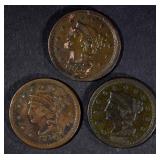 1845 XF, 1852 VF/XF, 1850 VF LARGE CENT LOT